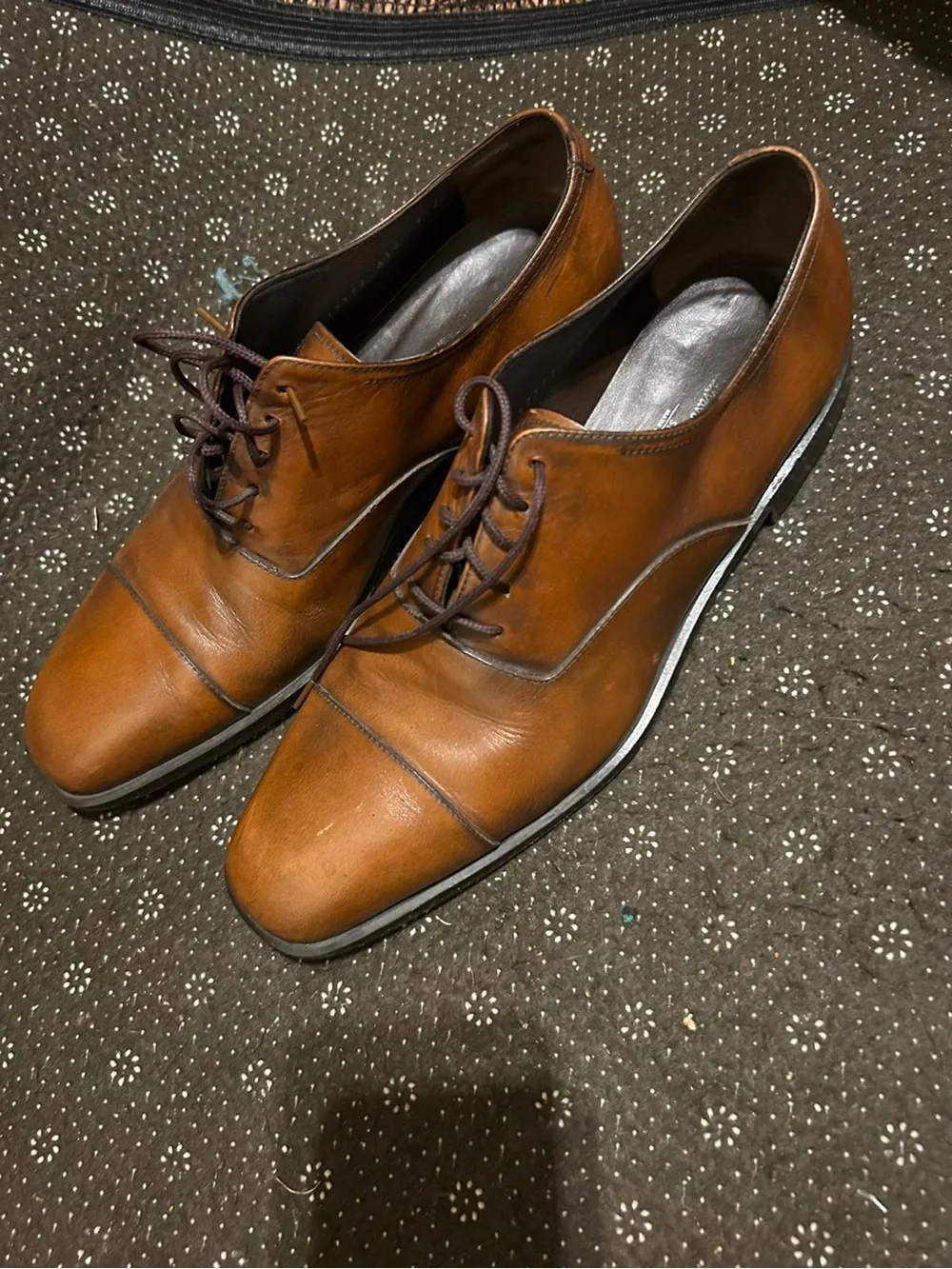 Men's Brown Leather Cap-Toe Derby Dress Shoes